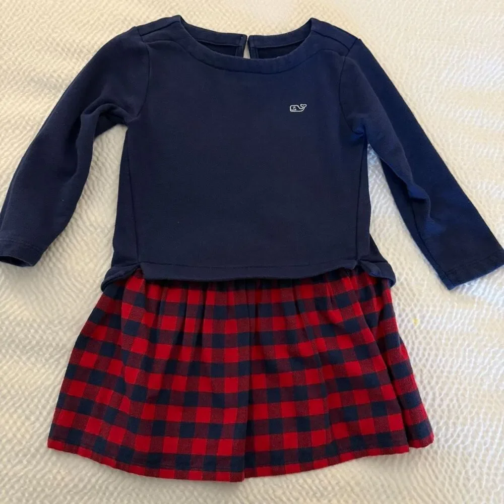 Vineyard Vines | Buffalo Plaid Dress | Navy Red Cotton | Girls 4T